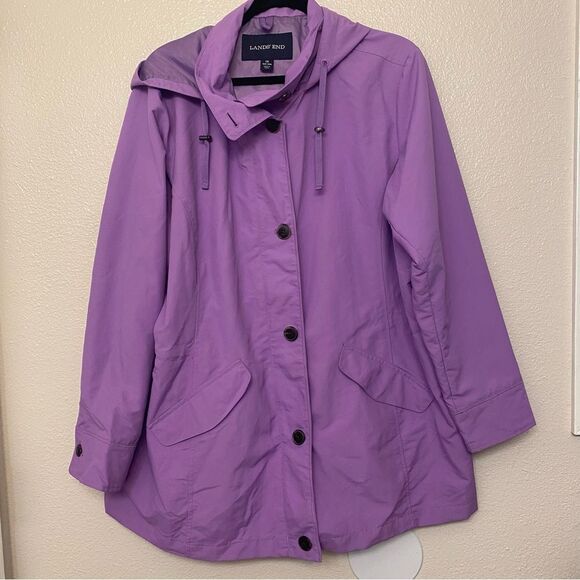 Land’s End women’s lavender purple nylon hooded jacket coat plus size squall 1X - Picture 2 of 12